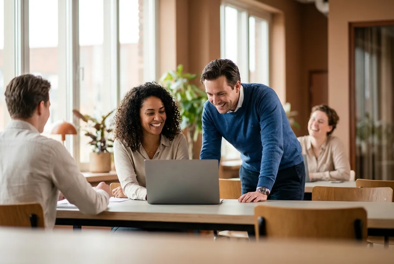 Team dat samen software beoordeelt en vergelijkt